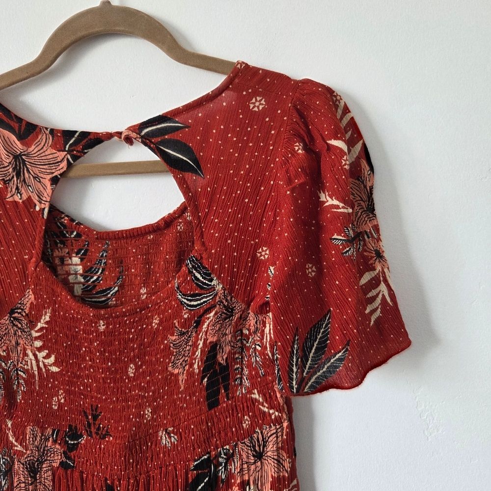 Böhme Jade Maxi Dress Orange Floral Bohemian Gypsy Southwestern Vacation Small - Picture 9 of 11